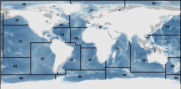 Map of Major FAO Fishing Areas 